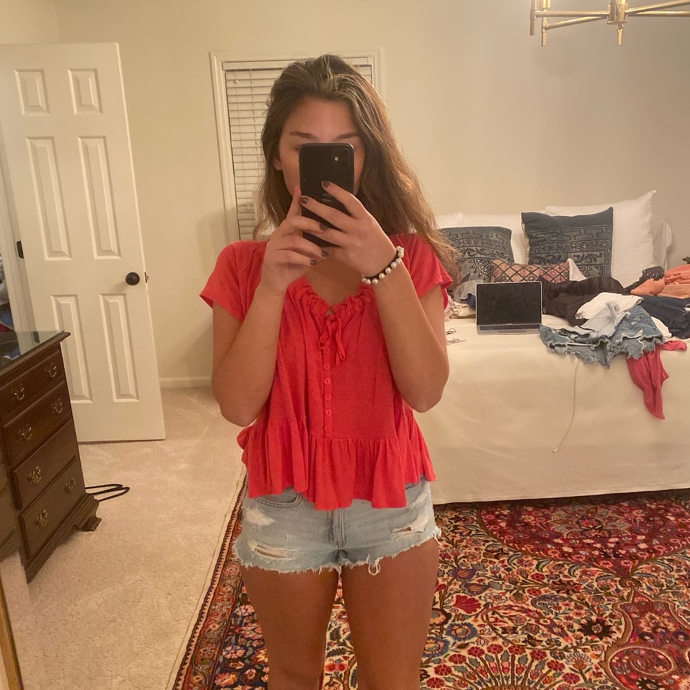 The cutest free people hot pink shirt